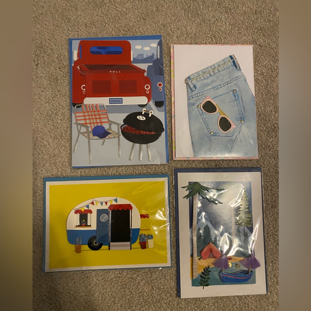 Collection of 4 Gorgeous Hand-Made Greeting Cards - Pretty Enough to Frame!